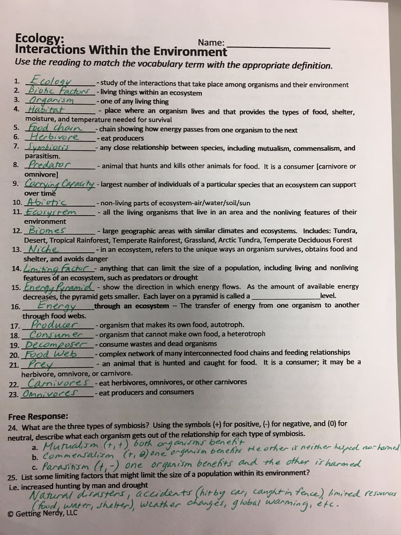 29 Ecology Interactions Within The Environment Worksheet Answers - Free